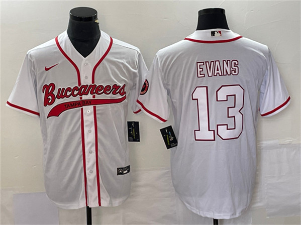 Men's Tampa Bay Buccaneers #13 Mike Evans White Cool Base Stitched Baseball Jersey